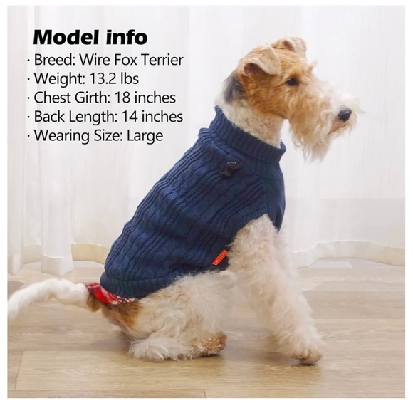 Kyeese Blue Cable Knit Dog Sweater - Picture 4 of 8